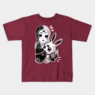 Dark alice and white rabbit Kids T-Shirt